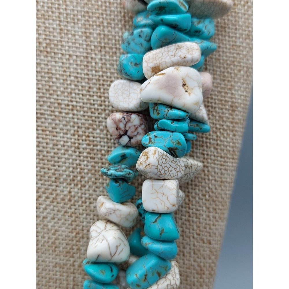 Stone Multi Strand Artisan Statement Necklace & H… - image 6